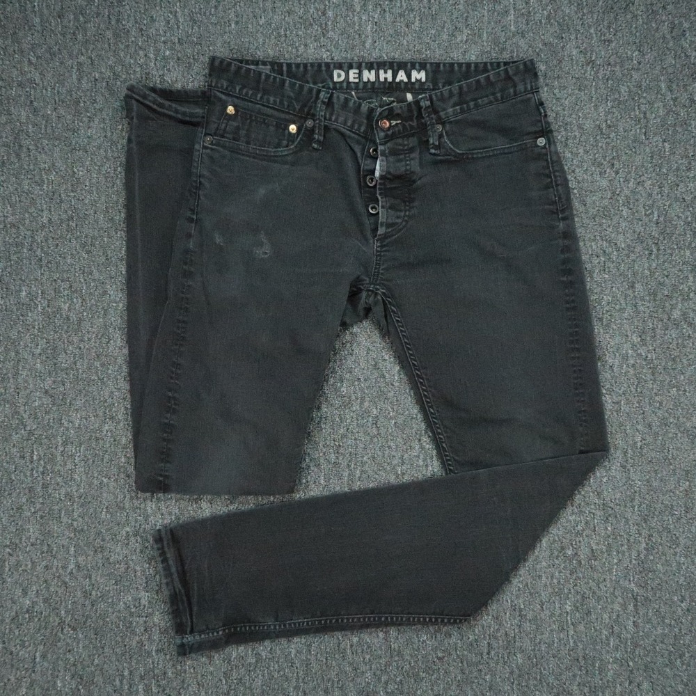 Denham Jeans Mens 33x34 Black Razor Slim 5 Pocket Denim Button Fly